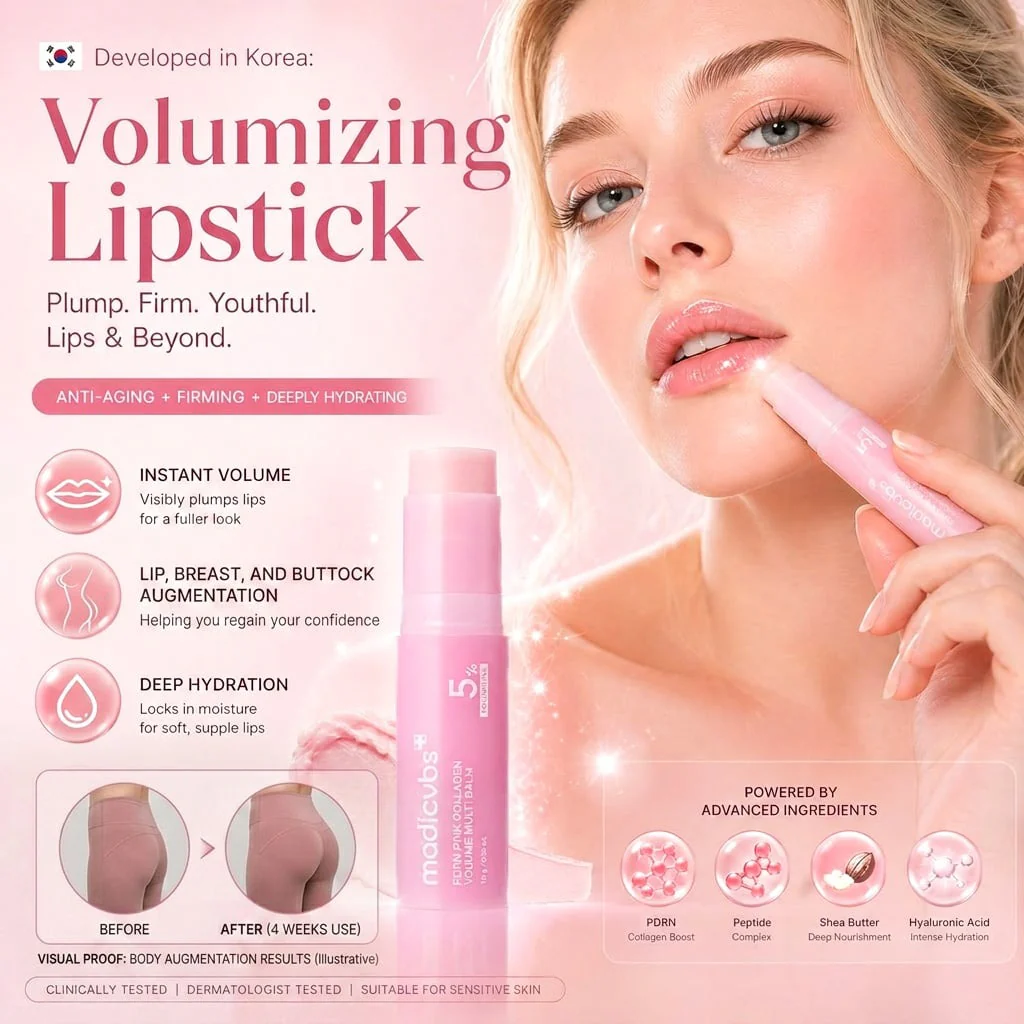 💗 Developed in Korea | Anti-Aging | Moisturizes & Smooths Skin | Plumps Lips, Bust, & Hips | Improves Dark Spots | Firms Skin | Pink Collagen Multi-Effect Plumping Serum Stick